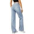 thumbnail image 4 of BLOCLOALO Baggy Pants Denim Pants Woman Wide Leg Jeans High Waisted Baggy Jeans Jean Elastic Waist Stretchy Jean Straight Leg Denim Pants Loose Pants Lounge Pants Palazzo Pants Light Blue Xxl, 4 of 7