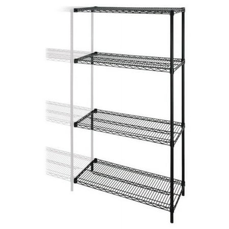 Lorell Industrial Adjustable Wire Shelving Add-On-Unit 36" x 24" x 72" - 4 x Shelf(ves) - 4000 lb Load Capacity - Black - Steel