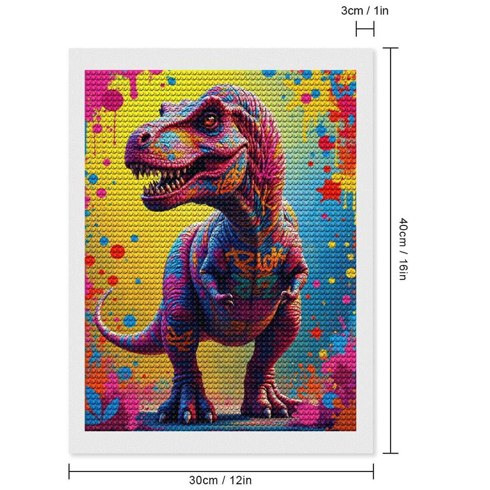 Diamond Art Kits for Adults, Colorful Graffiti Dinosaur Art 5D Diamond Painting Kits for Adults Beginners, DIY Full Drill Diamond Painting, Gem Art and Crafts 12x16
