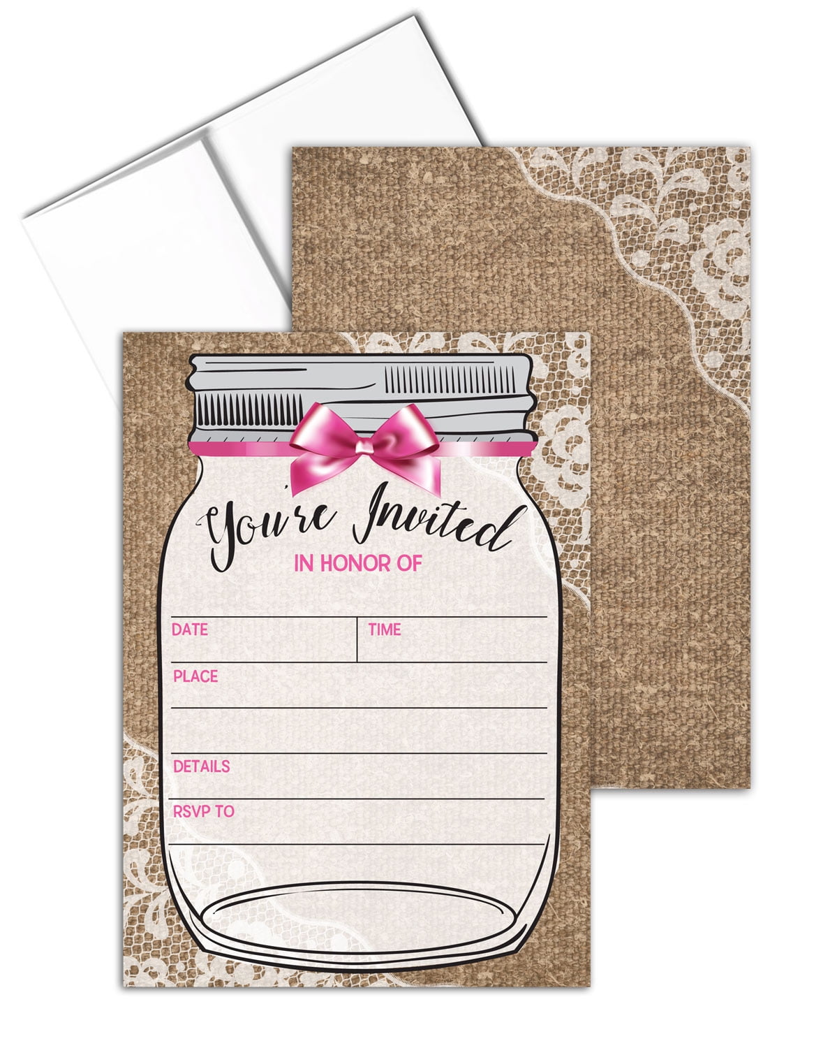 Rustic Baby Girl Shower Invite with Envelopes Fillin Invitations