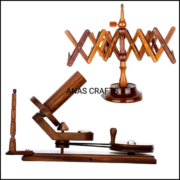 ROSEWOOD WOODEN WINDER SET FOR YARN WINDER COMBO YARN KNITTING WINDER BALL WINDER SWIFT WINDER SET HEAVY DUTY WINDER SET WOOD WINDER
