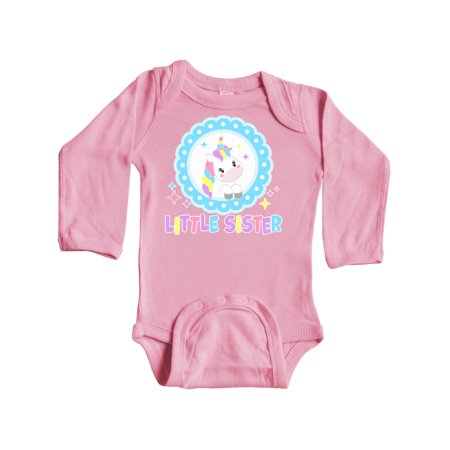 

Inktastic Little Sister cute unicorn Gift Baby Girl Long Sleeve Bodysuit