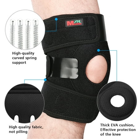 SGODDE 4 Springs Support Knee Sleeve, Single Knee Wraps Braces for Pain Relief, Meniscus Tear, Arthritis, Injury, Running, and Joint Pain - Best Knee Sleeve - (Best Thing For Knee Pain)