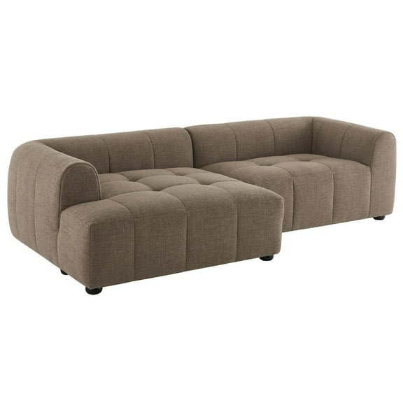 Modway Liana Left-Facing Upholstered Fabric Modular Sofa with Chaise in Mocha