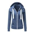 thumbnail image 2 of ShomPort Hoodies for Women Thin Casual Long Sleeve Zip-Up Hooded Jacket Activewear Sweatshirt with Pockets, 2 of 7