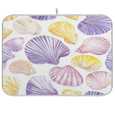 

Dish Drying Mat 16 x 18 Highly Absorbent Microfiber for Dishes Utensils Light Purple Shell