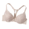 thumbnail image 4 of Gymayou Front Closure Lace Bra For Women Underwire T Back Racerback Bra with Adjustable Strap Beige 70B, 4 of 4