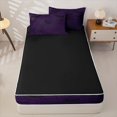 thumbnail image 4 of Homewish Spooky Halloween Spider Web Zipper Twin Comforter Sets with Fitted Sheet and 2 Pillowcases,Flying Bat Pattern Zipper Bedding Set,Purple Black,Black Reversible,4-Piece, 4 of 7