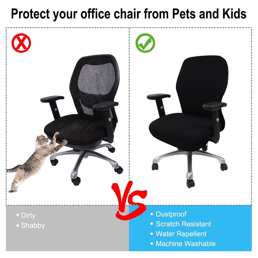 Unique Bargains Stretch Office Chair Cover Armchair Protector Slipcovers Black M