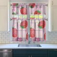thumbnail image 3 of Kitchen Curtains 36 Inch Short - 3 Panel Set Strawberry Print, Rod Pocket Window Curtains 100% Polyester, Cute Fruit Valance for Farmhouse, Cafe, Living Room, Bedroom, Easy Wash, 3 of 6