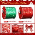 thumbnail image 2 of 2 Rolls 2.5 Inch x 10 Yard Glitter Wire Mesh Ribbon Sparkle Metallic Sequin Wired Ribbon for Crafts Christmas Tree Bows Gift Wrapping Wreath Holiday Decor, 2 of 7