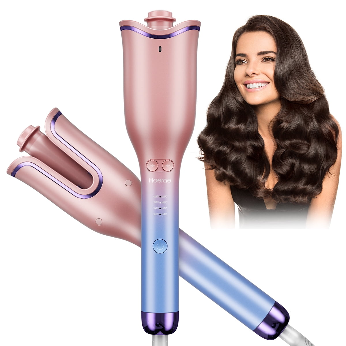 Automatic Curling Iron, MOERAE Cordless Hair Curler with 4 Temps Setting,  Anti-tangle Ceramic Barrel Rotating, Auto 360° Rotating Hair Wand, Fast  Heating for Hair Styling 