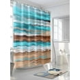 thumbnail image 3 of Shower Curtain Vintage Brown Turquoise Shower Curtains for Bathroom, Waterproof Polyester Shower Curtain Set with Hooks, Standard Size 66" x 72" Ocean Waves, 3 of 6