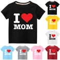 thumbnail image 4 of Odeerbi 3-10Y Kids Boys Girls Mother's Day Cotton T-shirt Toddler Fashion Cute Solid Color Round Neck Heart Print Short Sleeve Top Baby Clothes Gray, 4 of 4