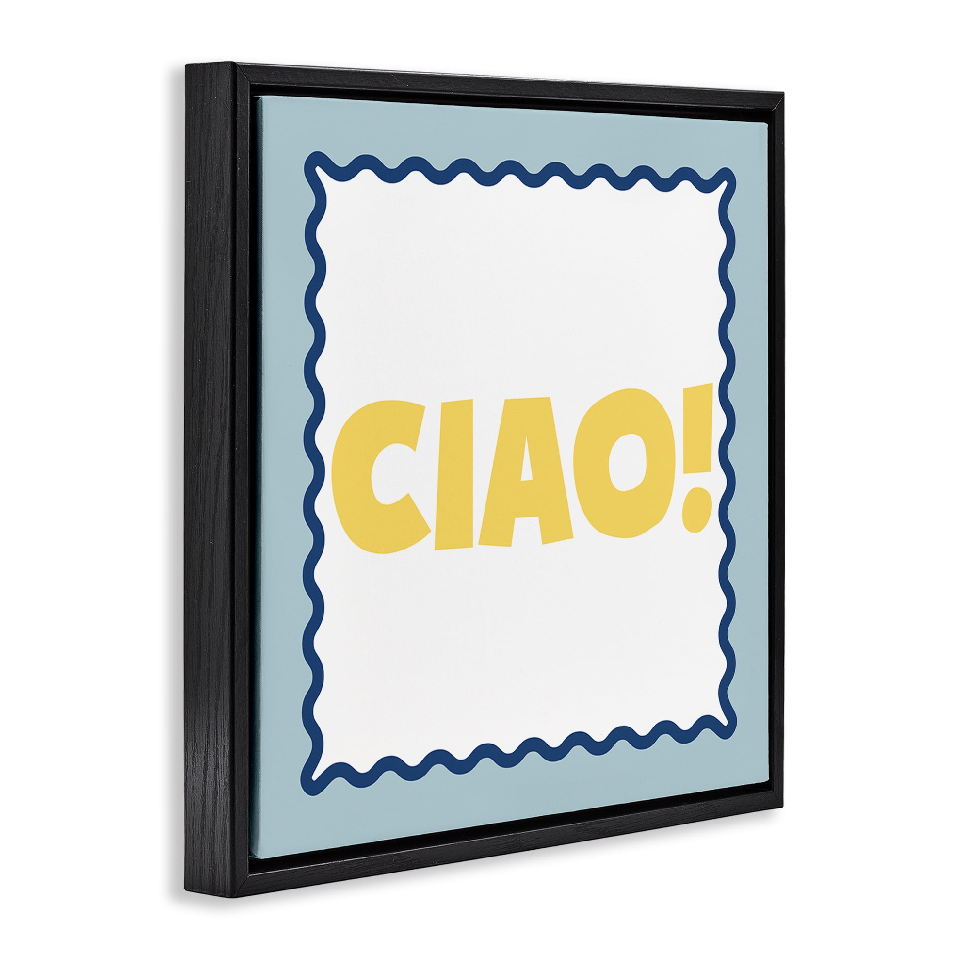 Stupell Industries CIAO! Bold Yellow Typography Black Framed Floater Canvas Wall Art, design by SD Graphics Studio