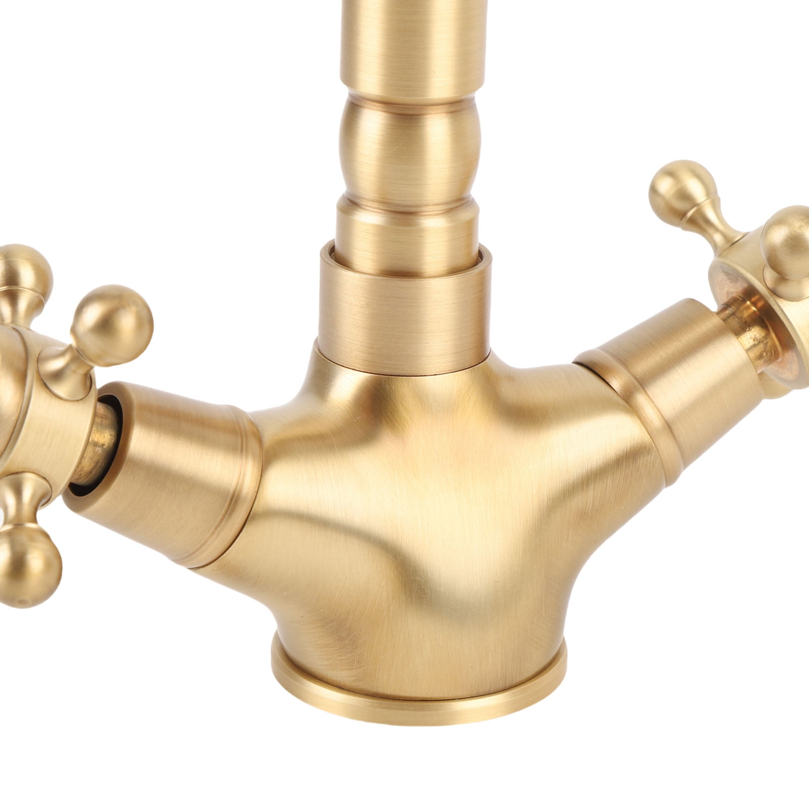 YAHHU Basin Faucet Short Brass Double Handle Cold Hot Water Swivel Sink Faucet for Kitchen Bathroom European Antique Style (9.4 inches / 24 cm)