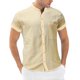 thumbnail image 2 of Camisas Vaqueras Para Hombre Manga Larga Camisas suaves de algodón y lino para hombre, camiseta ligera de manga corta con botones, camiseta informal de con cuello de banda liso para la (Beige, XL), 2 of 4