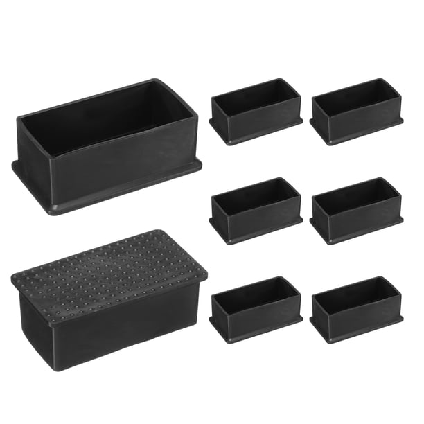 Uxcell 8pcs tapas de patas de silla rectangulares de PVC, protector de suelo para patas de silla, negro, 40 x 80 MM
