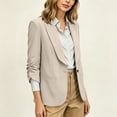 thumbnail image 5 of Women's Dress Blazer Jacket Ruched Sleeve Office Shawl Collar Jacket with Single Button Business Casual 3/4 Sleeve Suit Coat, 5 of 9