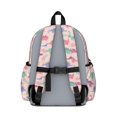 thumbnail image 3 of Pink Cartoon Dinosaurs Leaves Pattern Cute School Backpack with Padded Back and Adjustable Shoulder Straps 13.4"x11"x4.7", 3 of 5