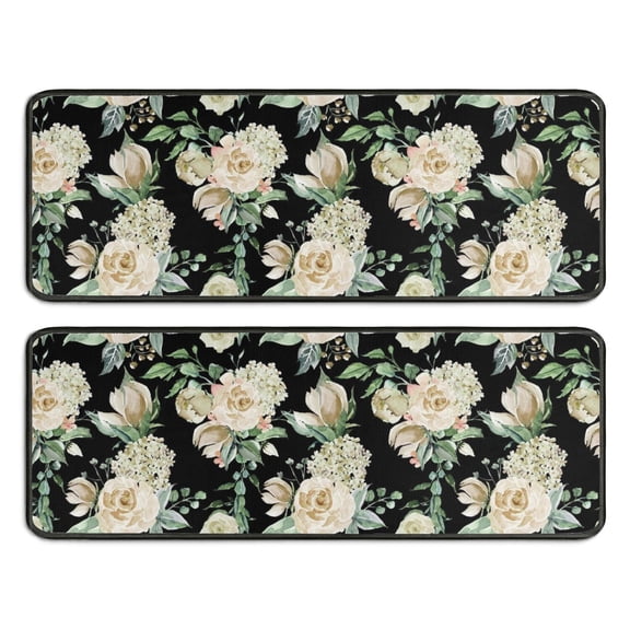 Kitchen Rugs Sets Of 2,Pioneer Flower Floral Print Pattern Anti Fatigue Kitchen Mat Rugs Non Slip Washable,Decorative Kitchen Floor Mats for Kitchen,Sink,Laundry,17"x47" 17"x47"