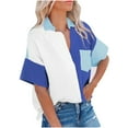 thumbnail image 2 of Aloohaidyvio Tops Plus Size Clearance,Fashion Women Tops Causal Button Patchwork Blouse T-Shirt, 2 of 6