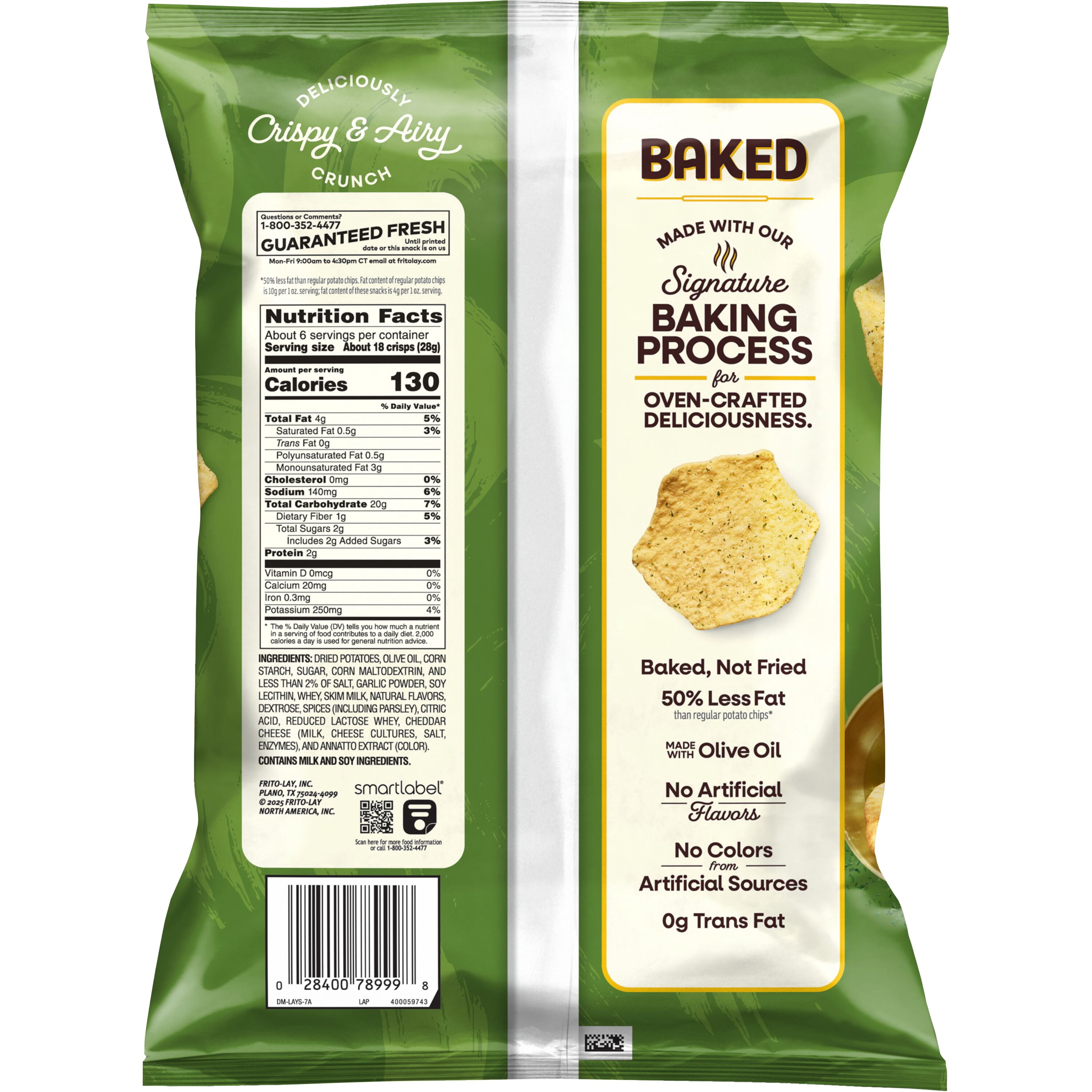 Baked Lay’s 50% Less Fat Roasted Garlic and Herbs Potato Chips, 6.25 oz​