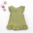 thumbnail image 2 of Vedolay Girl's 2023 Summer Fly Sleeve Crew Neck Solid Color Cute Tops,Green 18-24 Months, 2 of 5