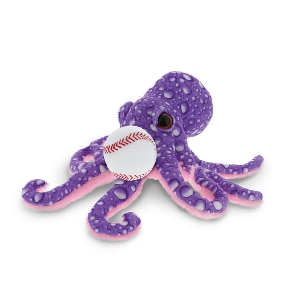 DolliBu Purple Octopus Stuffed Animal with Baseball Plush - Soft Huggable Octopus, Adorable Playtime Plush Toy, Cute Wildlife Gift, Super Soft Plush Doll Animal Toy for Kids and Adults - 12 Inches