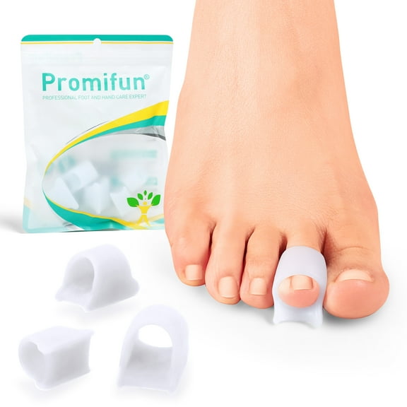 Promifun Hammertoe Corrector for Women - Soft Gel Toe Straighteners - Realign Bent, Curled, Crooked, Claw, Bunion, Hammer Toes - Toe Corrector for Men（8 Count, Medium, White）