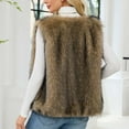 thumbnail image 5 of HTNBO Faux Fur Vest Women Warm Shaggy Fuzzy Fleece Jacket Casual Loose Sleeveless Waistcoat Soft Open Front Winter Coats, 5 of 8