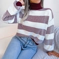 thumbnail image 4 of VALMASS Long Sleeve Crew Neck Color Block Winter Casual Knit Sweater Women (S, Wine), 4 of 8