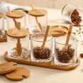 thumbnail image 2 of COSMOBETTY 1 Set Hammered Pattern Glass Condiment Jar Bamboo Lid For Cooking Enthusiasts 29x12cm, 2 of 8