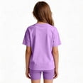thumbnail image 6 of CCRFTGI 250th Anniversary Summer Outfits for Kids Girls Size 8 2 Piece Outfits Patriotic Cute Clothing Sets 4th of July Happy America 250 Tee Top and Shorts Sport Light Purple 5-6 Years, 6 of 6