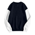 thumbnail image 3 of Htigea Womens Pullover Sweatshirts Patchwork Long Sleeve Fleece Crewneck Tops Lightweight Outdoor Athletic Shirts Navy XXL, 3 of 5