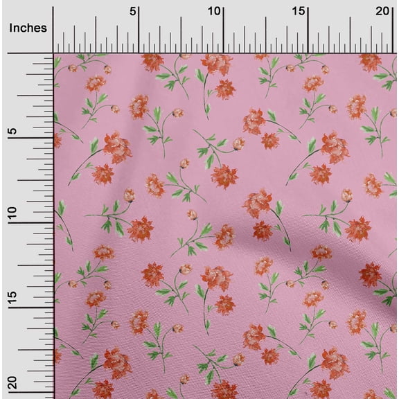 oneOone Cotton Poplin Twill Light Pink Fabric Flower & Leaves Watercolor Diy Clothing Quilting Fabric Print Fabric By Yard 56 Inche Wide