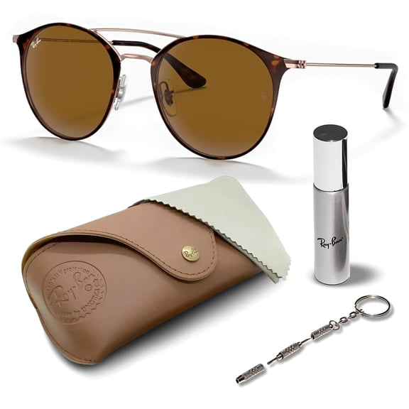 Ray-Ban RB3546 Phantos Shaped Non-Polarized Sunglasses for Men & Women - Includes Official RAYBAN Eyewear Kit - Ideal Formal & Casual Wear Sunglasses - B-15 Brown Lens