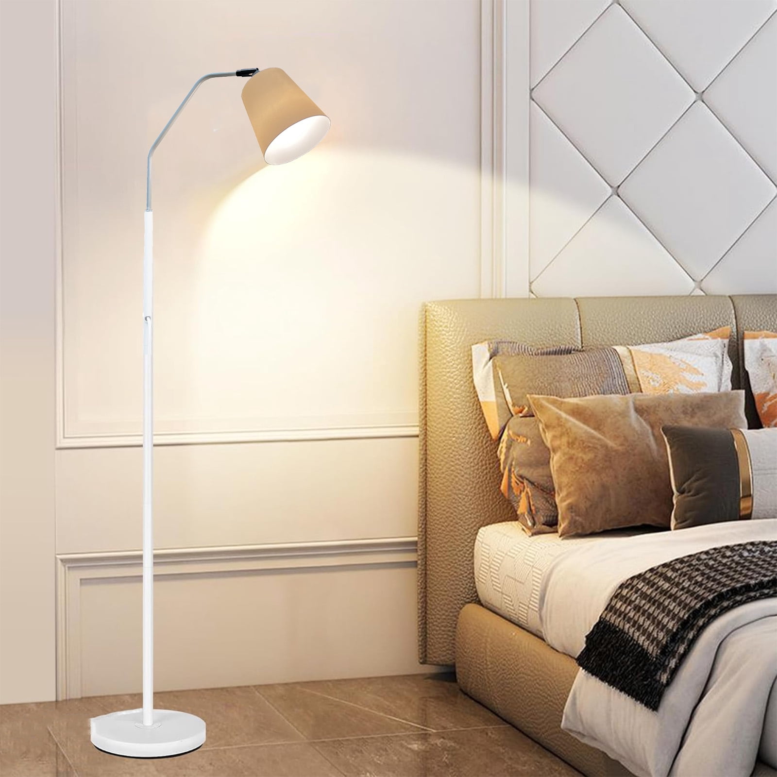 SUSUZI 60 inch White Floor Lamp for Bedroom Living Room, Modern Dimmable Standing Lamps - Bulb Included