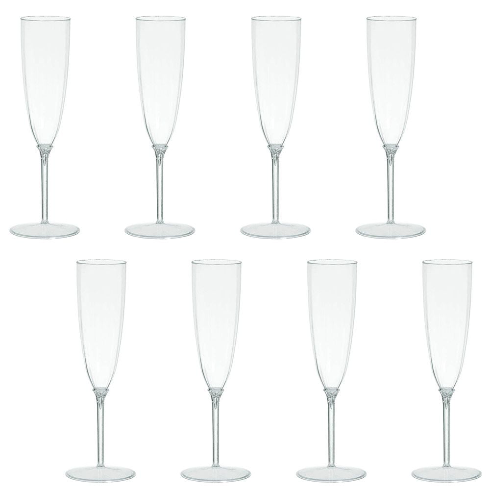 Champagne Flutes 5oz Premium Plastic 8 Pack Party Supplies