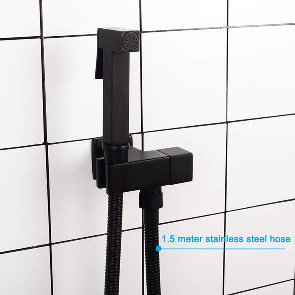Black Bidet Sprayer for Toilet Brass Cloth Diaper Washer Set Wall Mounted Single Handle Hand Held Bidet Spray Kit with Cold Water, Anti Leaking Hose for for Toilets,PVC Hose