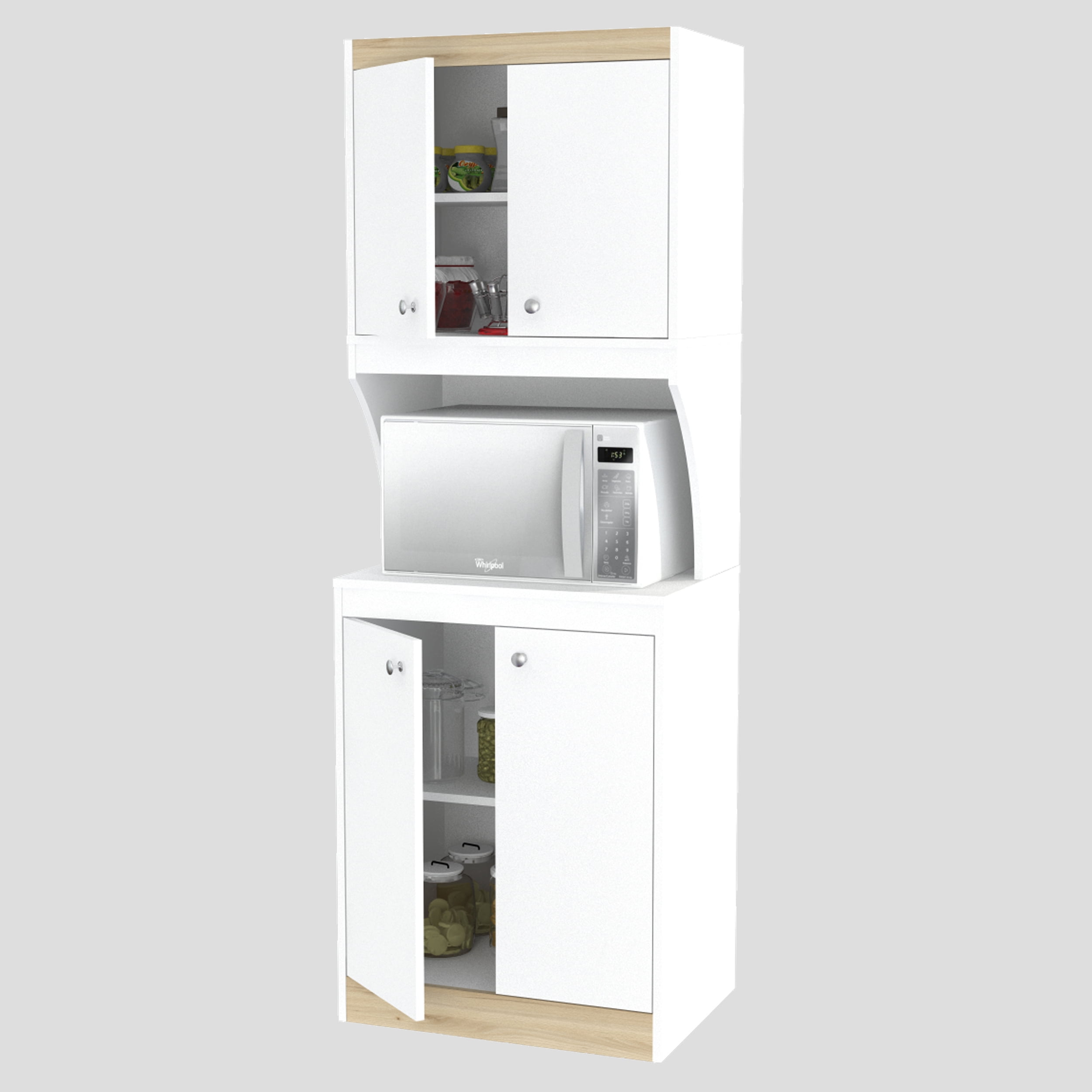 Inval Galley Laminate 4 Door 4 Shelf Kitchen Microwave Cabinet 24