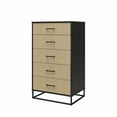 thumbnail image 4 of Novogratz Kelly 5 Drawer Dresser, Faux Rattan & Black Oak, 4 of 9