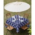 thumbnail image 3 of Outdoor Tablecloth with Umbrella Hole and Zipper Navy Blue Morocco Pattern Square Tablecloths 54x54 Inch Waterproof Table Cloths Geometric Patio Table Cover for Outdoor Tables Picnic BBQS Party, 3 of 7