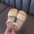 thumbnail image 4 of BOBOGOJP Girls Sandals Braided Upper Flat Dress Sandals Round Open Toe Summer Shoes Little Kid/Big Kid Yellow for Size 8, 4 of 6