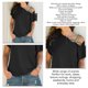 thumbnail image 5 of Top negro con hombros descubiertos para mujer, corte holgado, mangas cortas, camiseta informal de color liso, elegante para verano, 5 of 6