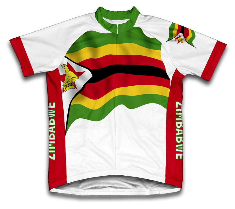 Zimbabwe Flag Short Sleeve Cycling Jersey for Men Size 3XL