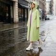 thumbnail image 6 of Kmonabie Thick Long Color Block Raincoat, Waterproof Hooded Poncho with Snap Buttons, Heavy Duty Rain Jacket for Commuting Hiking Walking Breathable Loose Fit, Green, 6 of 7