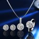thumbnail image 1 of Conjunto de anillo, pendiente, collar y bolsa redonda de moissanita en plata de ley S925 para mujer, 1 of 4