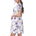 thumbnail image 2 of Sikiie Orchids Flowers Print Women's Short-sleeved Dress, Round Neck Slim Knee-length Dress, Summer Clothing Suitable for Daily Leisure and Vacation, 2 of 6