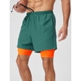 thumbnail image 4 of FEOYA Men's 2 in 1 Running Shorts Liner Male Quick Dry Athletic Shorts Breathable Gym Sweat Shorts Training Sports Basketball Shorts with Phone Pocket L Green, 4 of 7